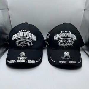 San Antonio Spurs Reebok NBA Championship Hat Bundle 2-Time 3-Time Champs Black